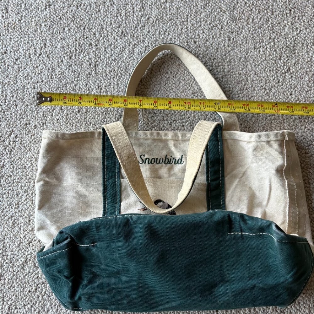 L.L. Bean Small Boat & Tote Green Chickadee Embroidered Snowbird USA Nautical - Picture 9 of 11
